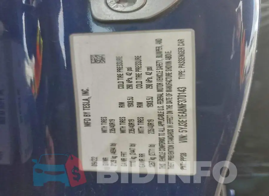 5YJ3E1EA8NF370143 Photo# 12