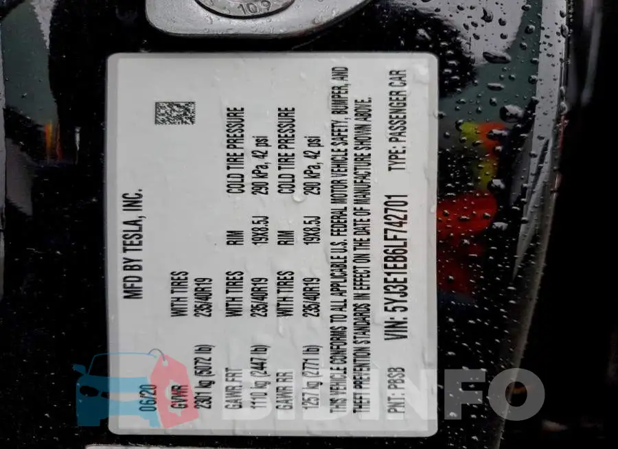 5YJ3E1EB6LF742701 Photo# 13
