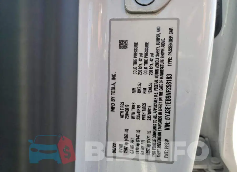 5YJ3E1EB9NF298183 Photo# 12