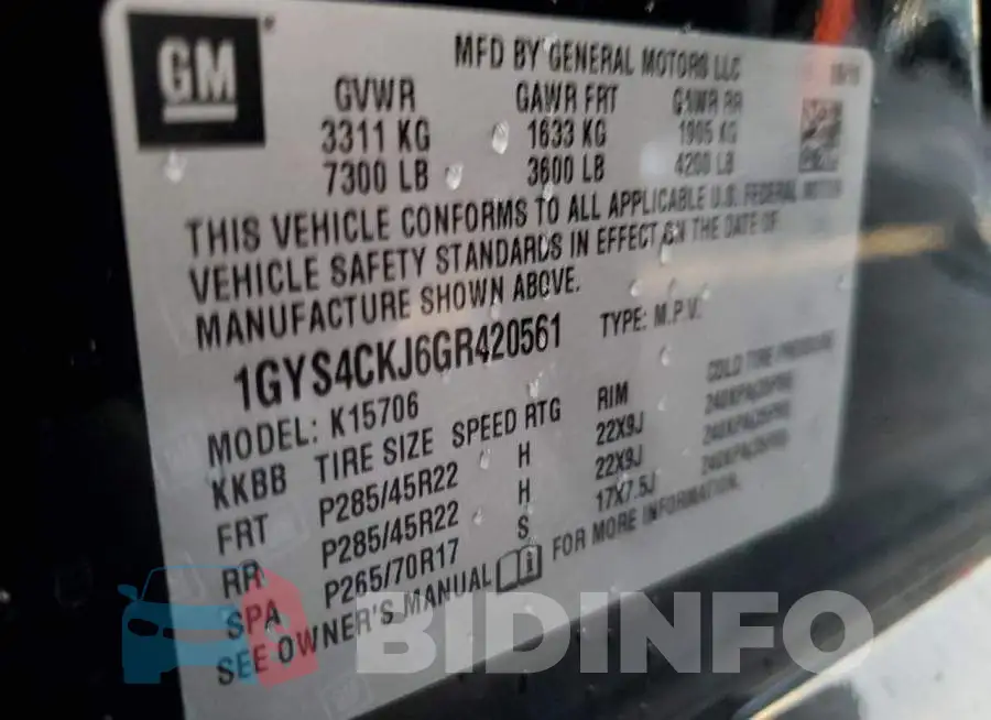 1GYS4CKJ6GR420561 Photo# 13