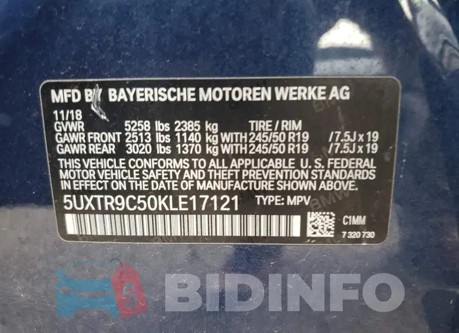 5UXTR9C50KLE17121 Photo# 13