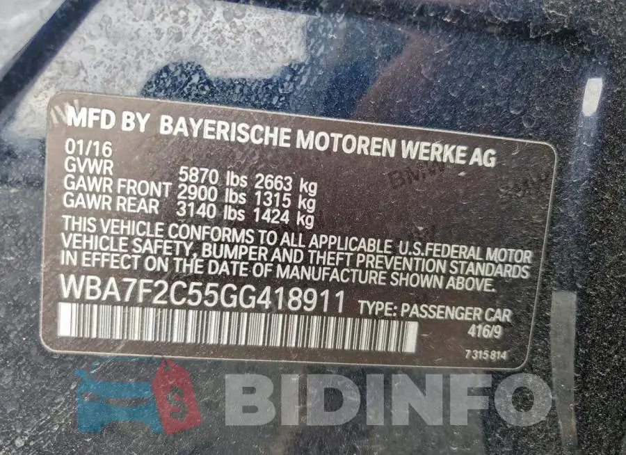 WBA7F2C55GG418911 Photo# 12