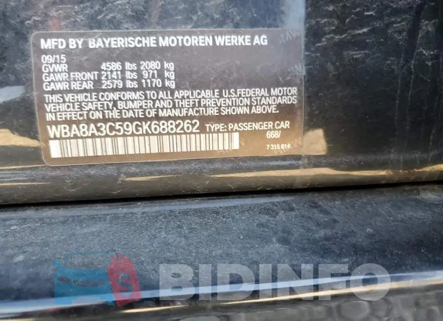 WBA8A3C59GK688262 Photo# 12