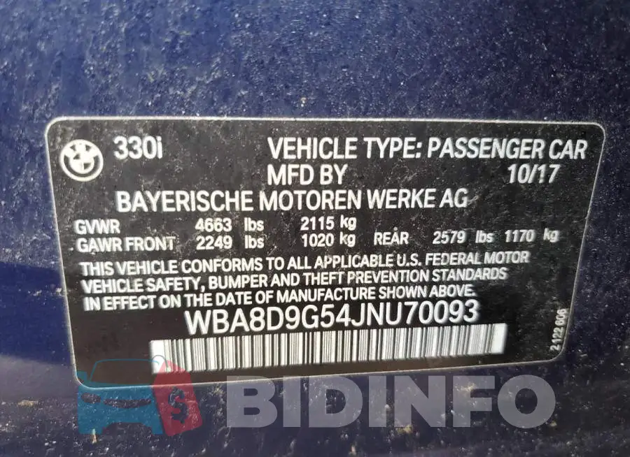WBA8D9G54JNU70093 Photo# 12