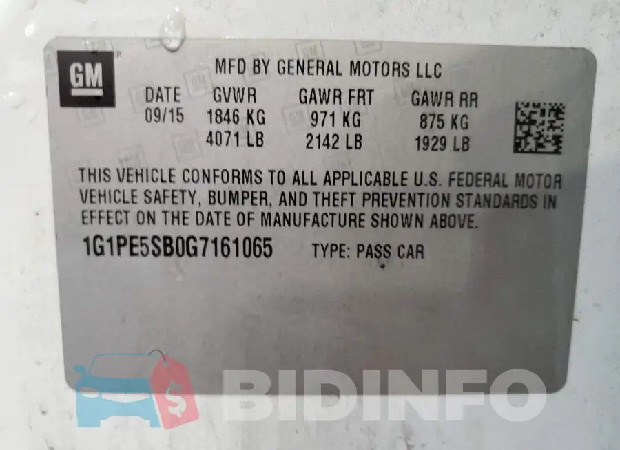 1G1PE5SB0G7161065 Photo# 12