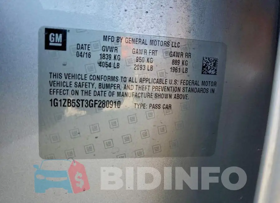 1G1ZB5ST3GF280910 Photo# 12