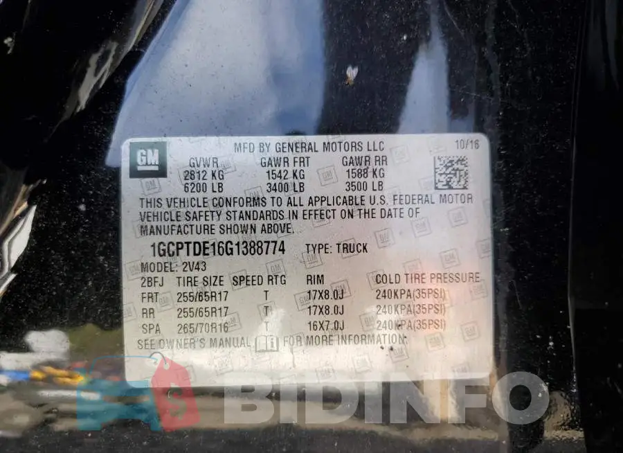 1GCPTDE16G1388774 Photo# 12
