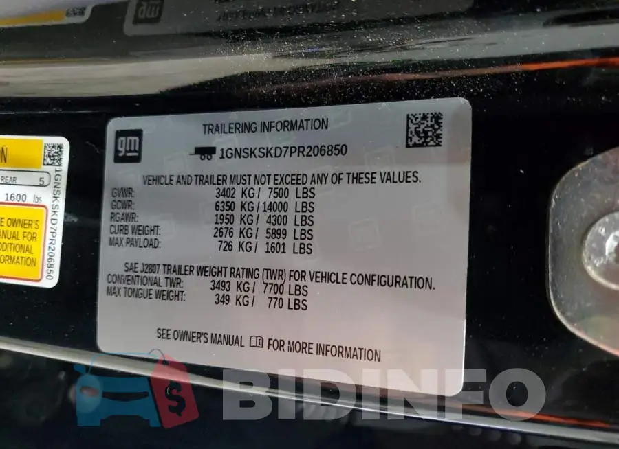 1GNSKSKD7PR206850 Photo# 13