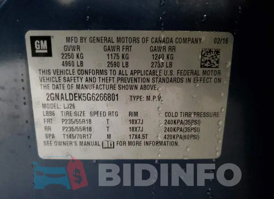 2GNALDEK5G6266801 Photo# 13