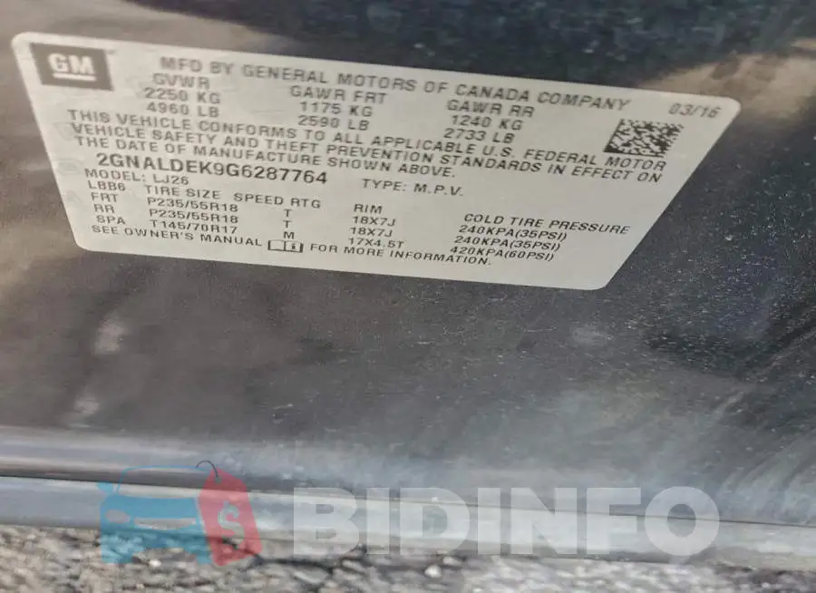 2GNALDEK9G6287764 Photo# 12