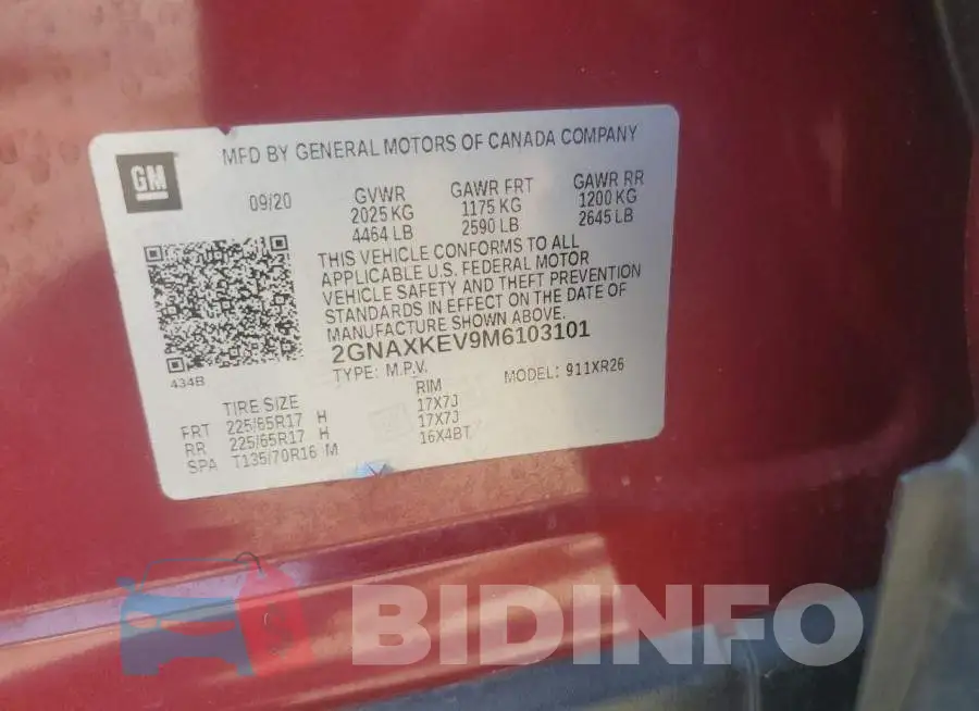 2GNAXKEV9M6103101 Photo# 12