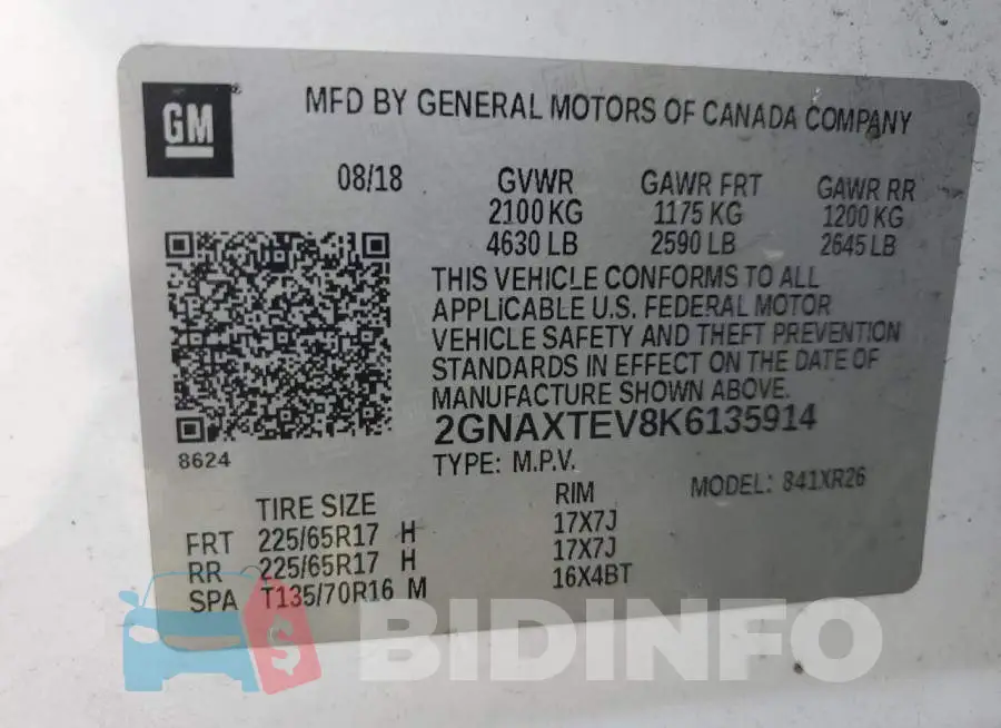 2GNAXTEV8K6135914 Photo# 13