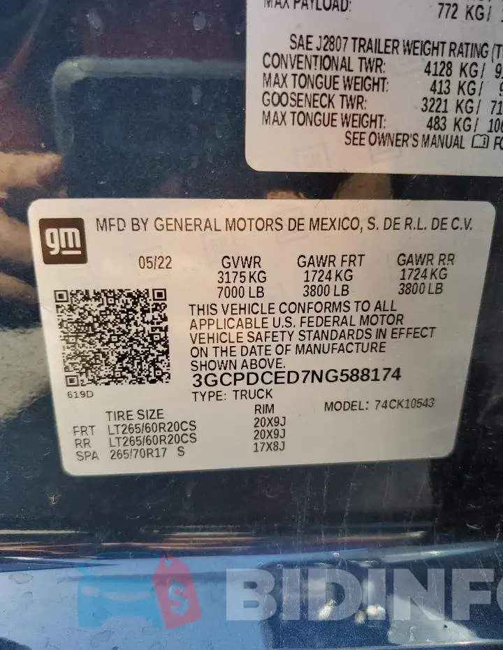 3GCPDCED7NG588174 Photo# 12