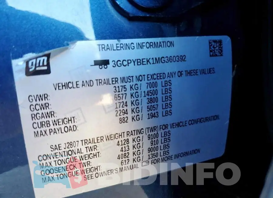 3GCPYBEK1MG360392 Photo# 13