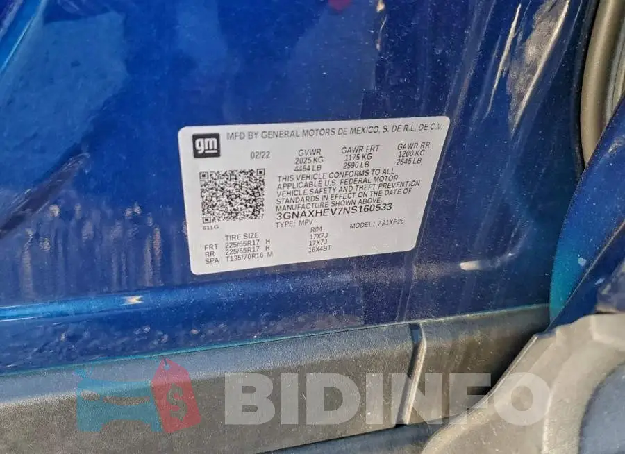 3GNAXHEV7NS160533 Photo# 13