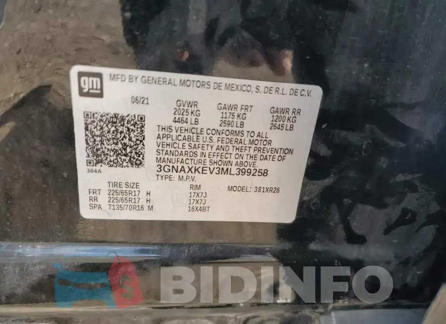 3GNAXKEV3ML399258 Photo# 14