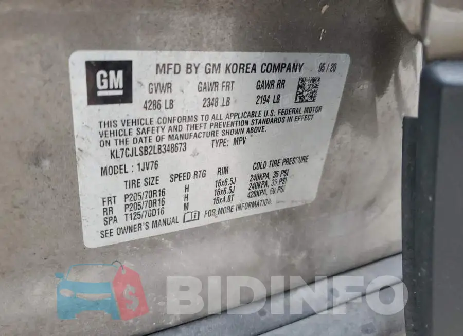 KL7CJLSB2LB348673 Photo# 13