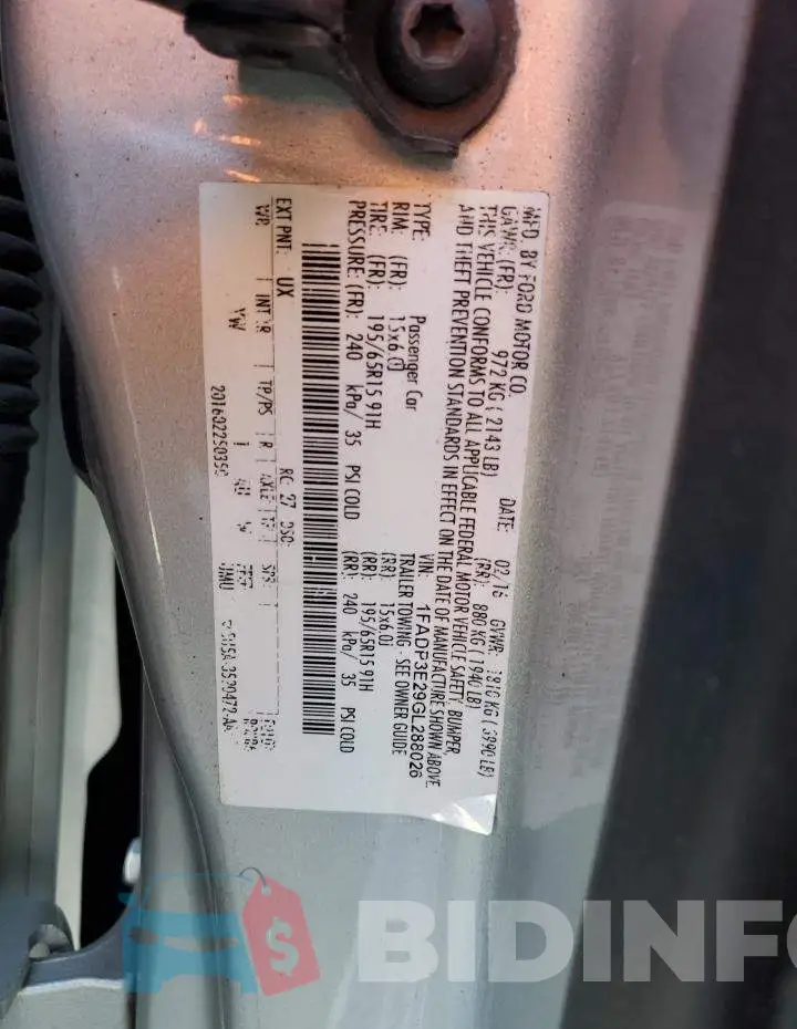 1FADP3E29GL288026 Photo# 12
