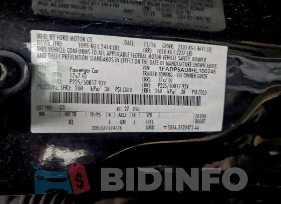 1FADP5AU8HL100245 Photo# 14