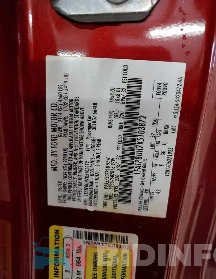 1FATP8UH7K5103872 Photo# 12