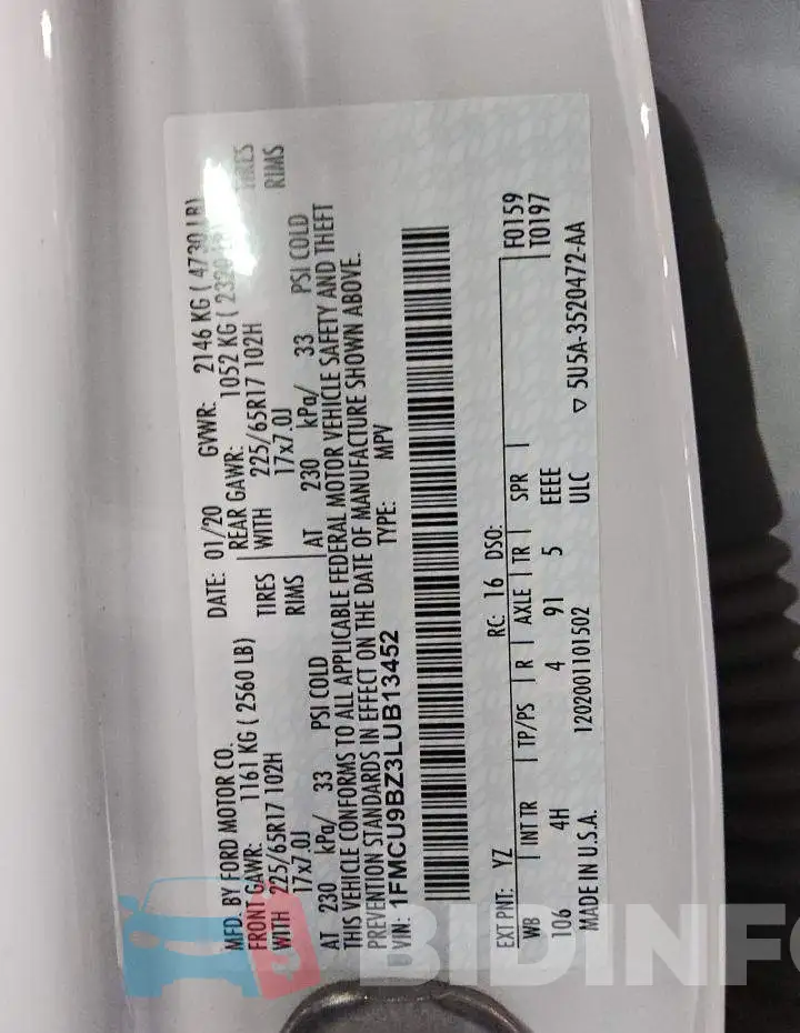 1FMCU9BZ3LUB13452 Photo# 12