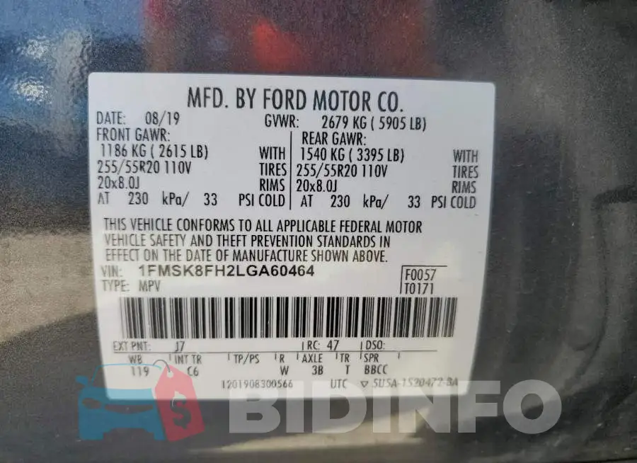 1FMSK8FH2LGA60464 Photo# 13