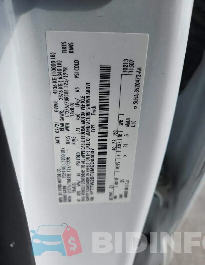 1FT7W2BT8MED04007 Photo# 12