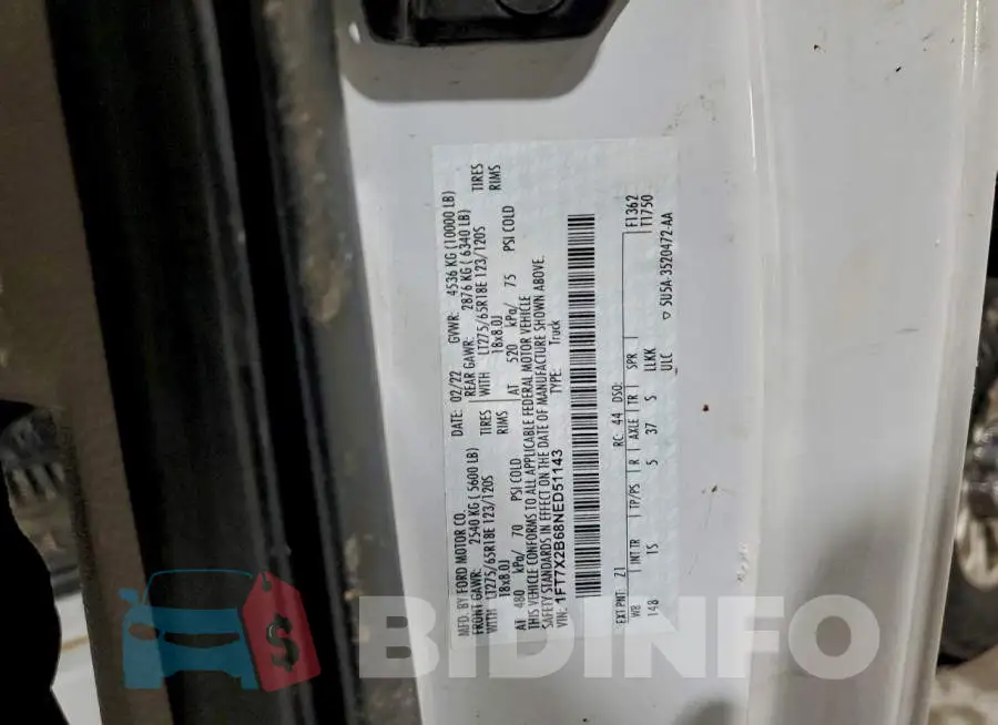 1FT7X2B68NED51143 Photo# 12