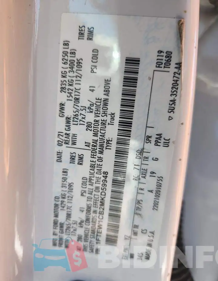 1FTEW1CB2MKD59948 Photo# 12