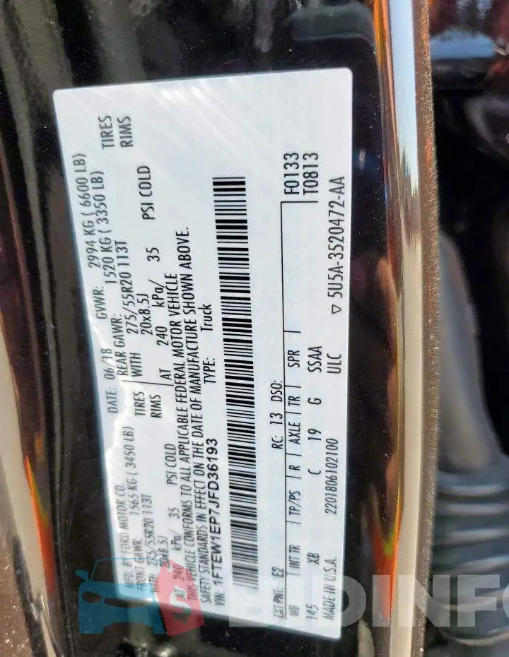 1FTEW1EP7JFD36193 Photo# 12