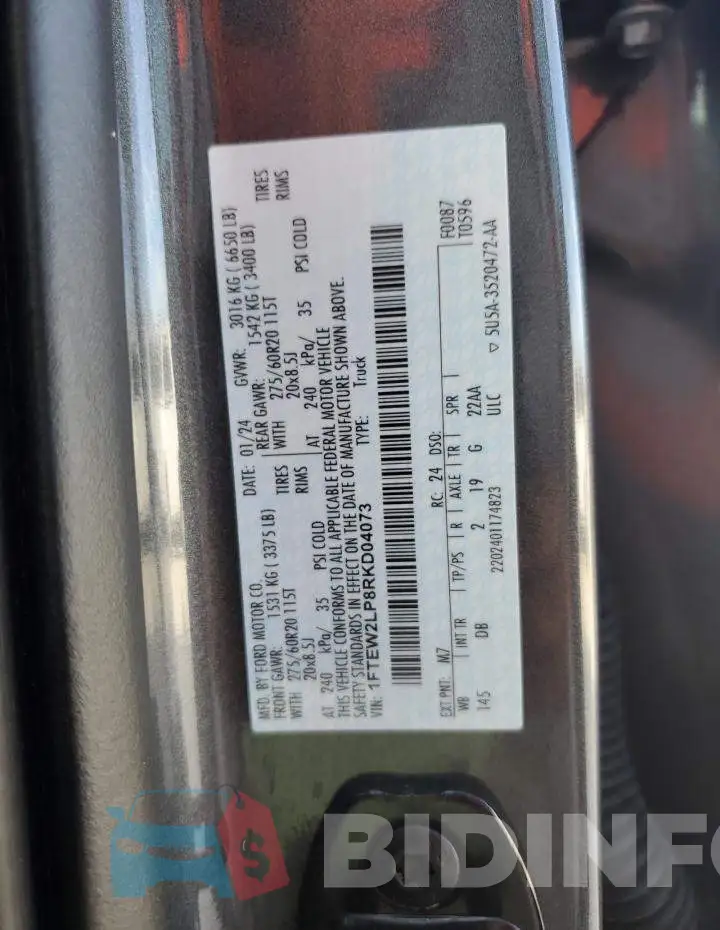 1FTEW2LP8RKD04073 Photo# 13