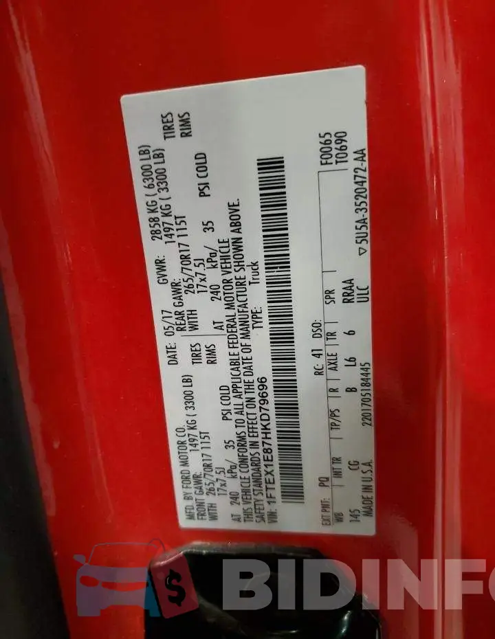 1FTEX1E87HKD79696 Photo# 12