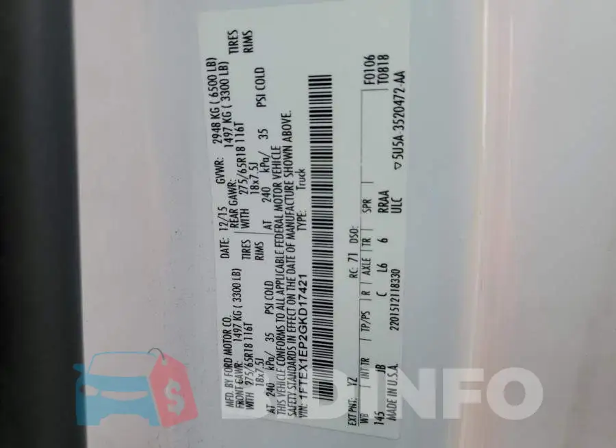 1FTEX1EP2GKD17421 Photo# 12
