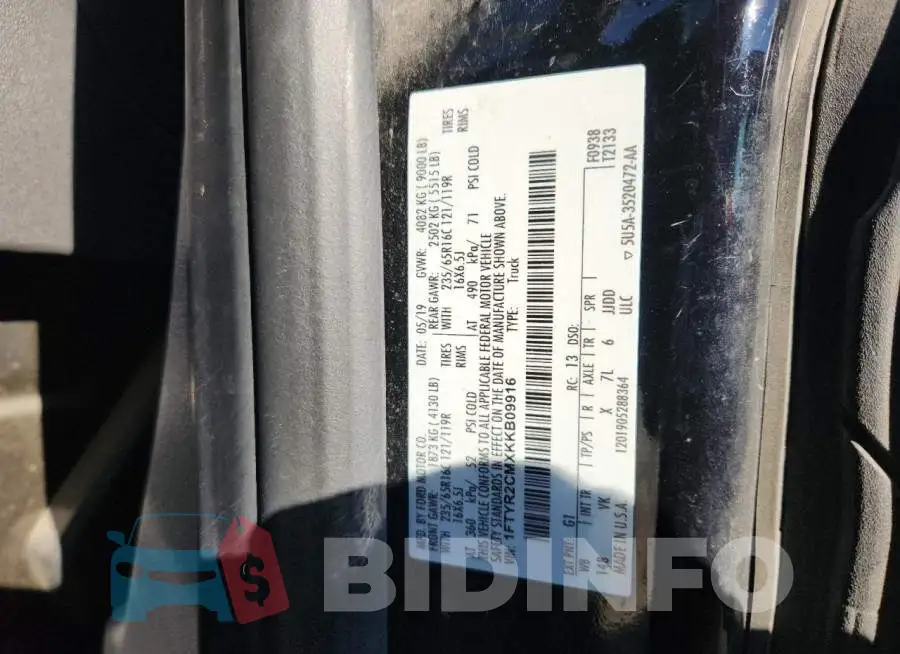 1FTYR2CMXKKB09916 Photo# 13