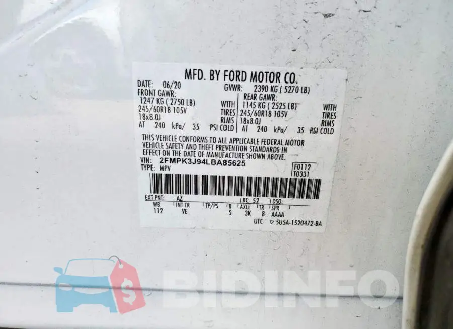 2FMPK3J94LBA85625 Photo# 13
