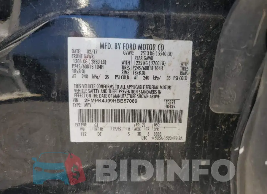 2FMPK4J99HBB57089 Photo# 13
