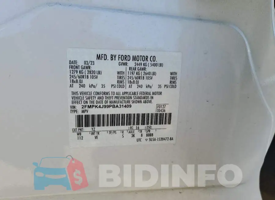 2FMPK4J99PBA31409 Photo# 14