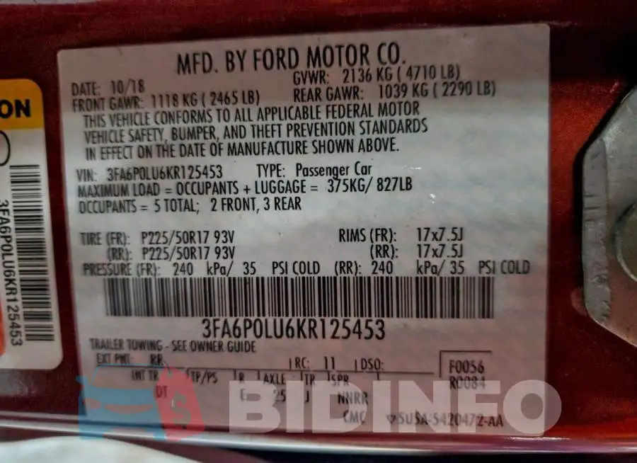 3FA6P0LU6KR125453 Photo# 12
