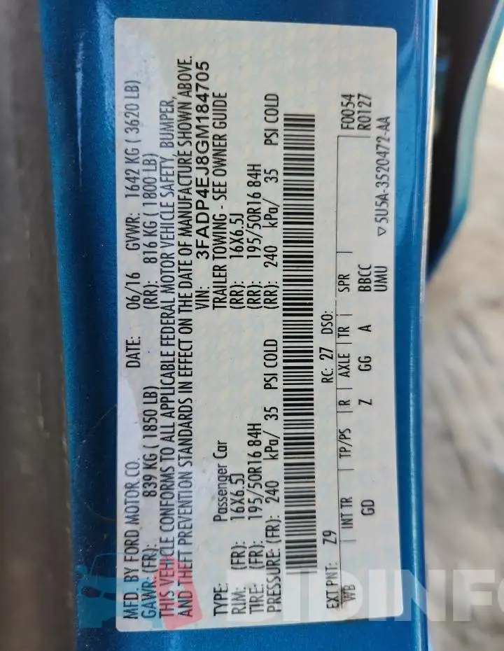 3FADP4EJ8GM184705 Photo# 12