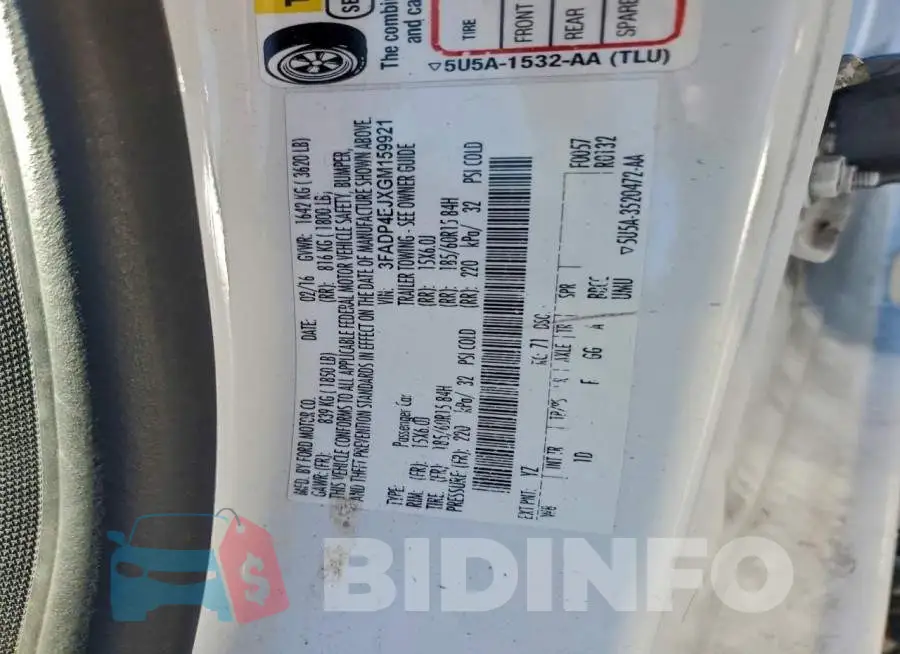 3FADP4EJXGM159921 Photo# 12