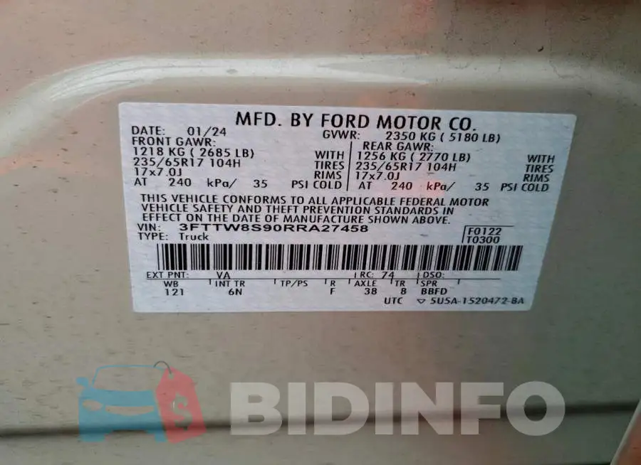 3FTTW8S90RRA27458 Photo# 12