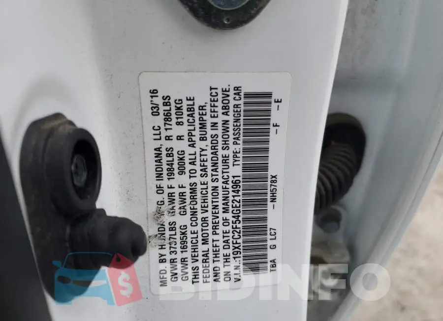 19XFC2F54GE214961 Photo# 12