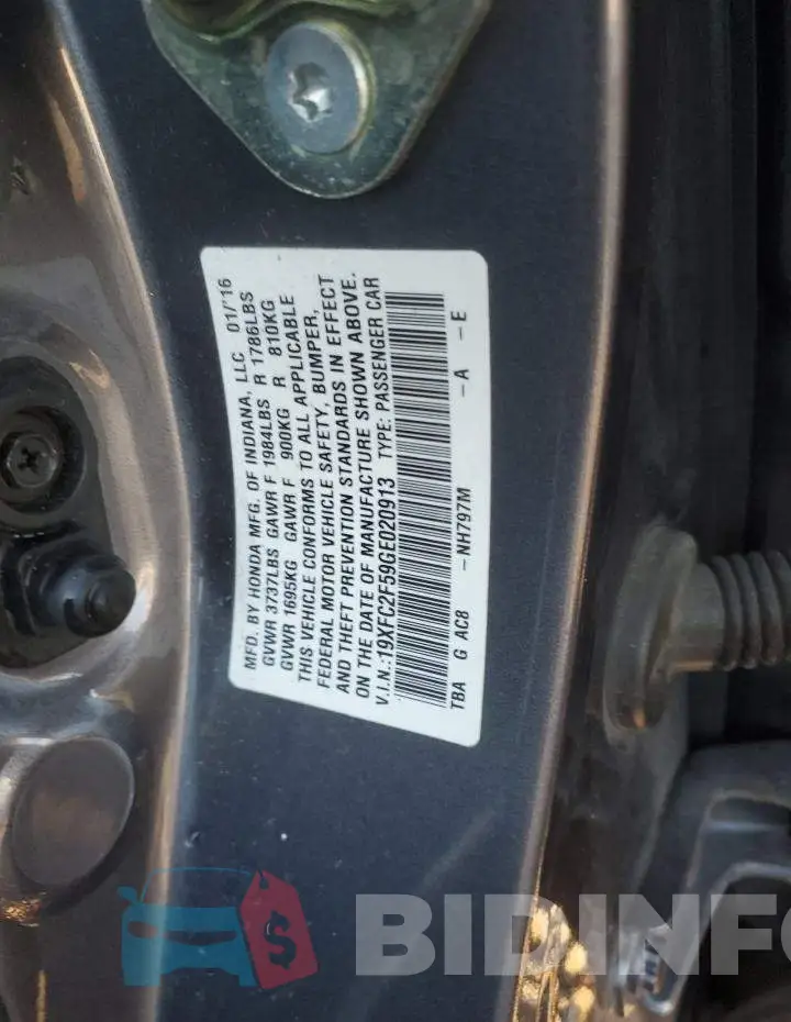 19XFC2F59GE020913 Photo# 12