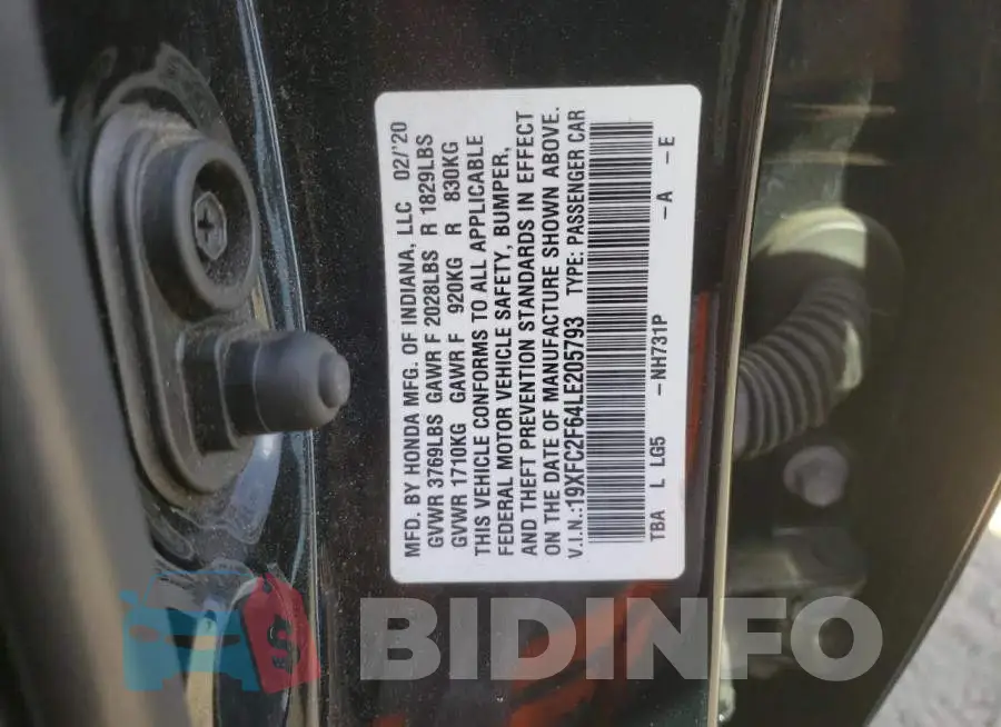 19XFC2F64LE205793 Photo# 12
