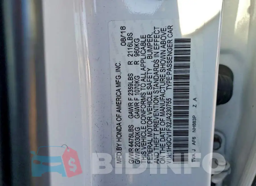 1HGCV1F32JA230755 Photo# 13