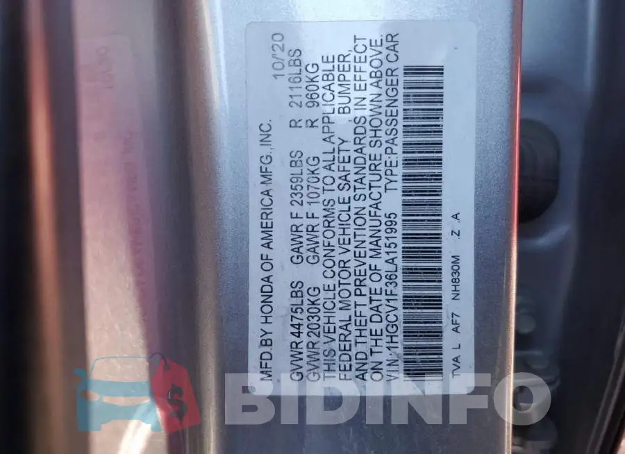 1HGCV1F36LA151995 Photo# 12