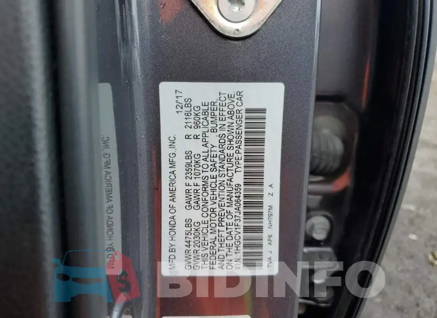 1HGCV1F37JA064359 Photo# 12