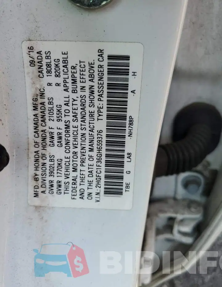 2HGFC1F36GH659376 Photo# 12