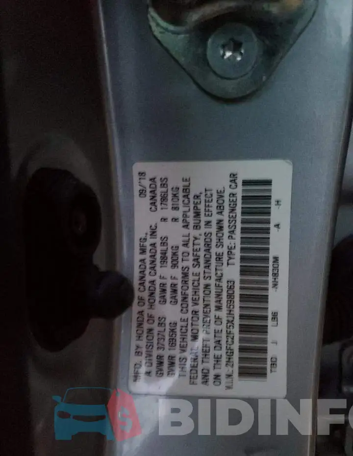 2HGFC2F5XJH598063 Photo# 12