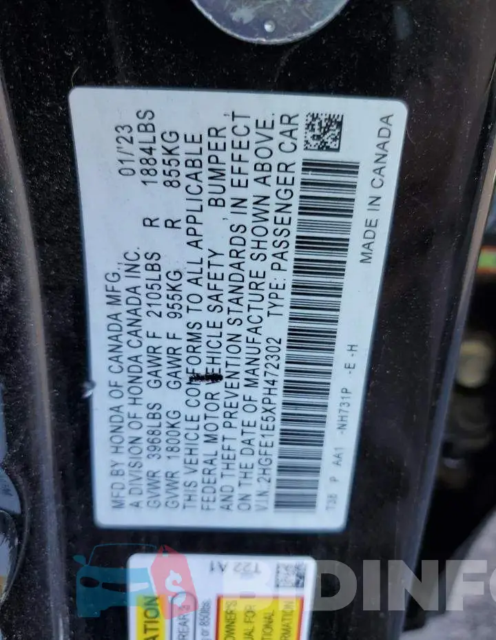 2HGFE1E5XPH472302 Photo# 12